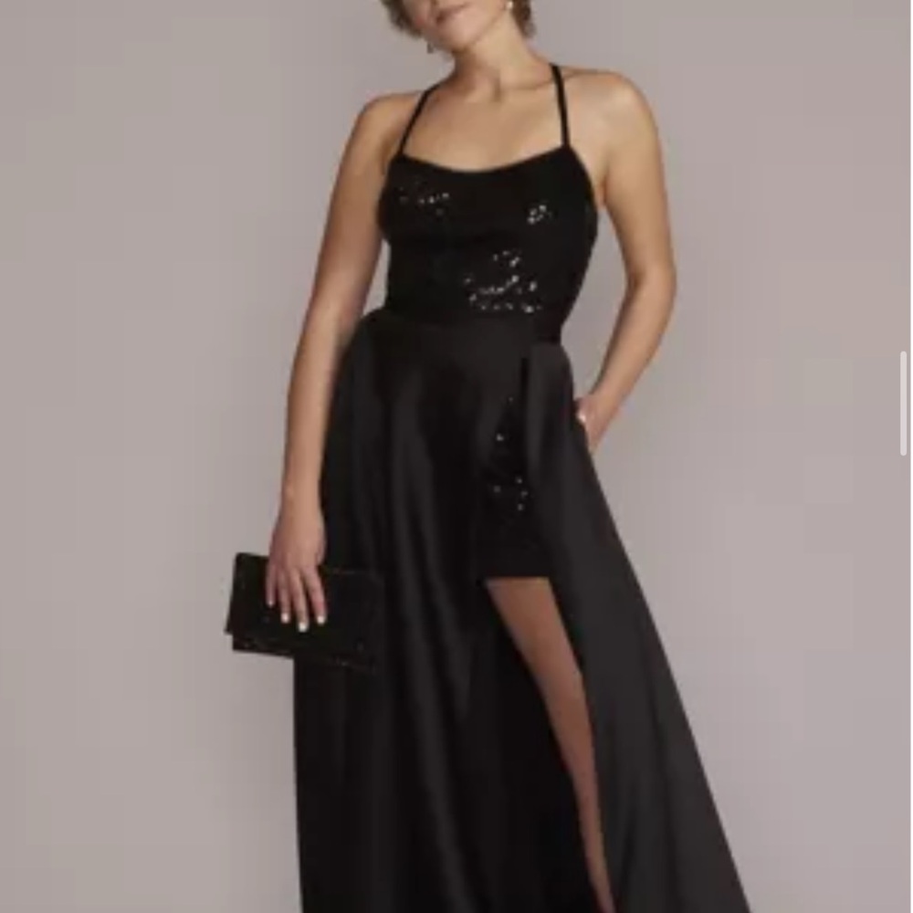 David's Bridal Black Sequin Prom Dress